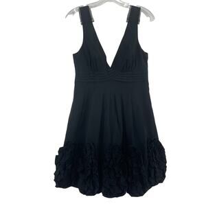 BCBGMAXAZRIA Black Ruffle Taffeta A-Line Cocktail Dress Women’s Size 6 Polyester